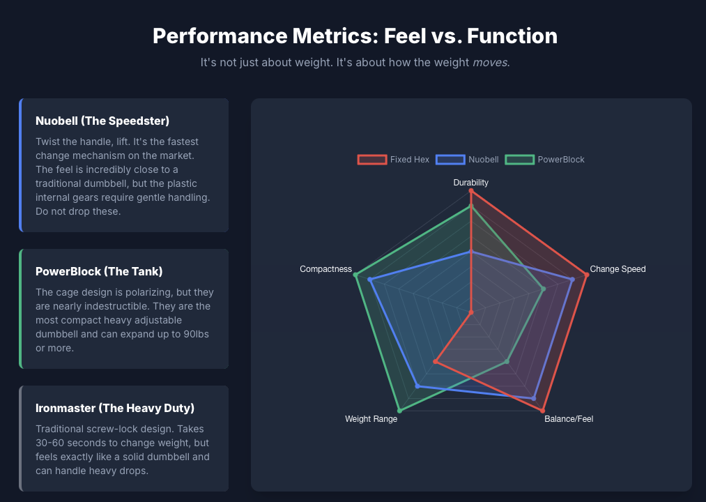 Nüobell vs powerblock vs ironmaster adjustable dumbbells