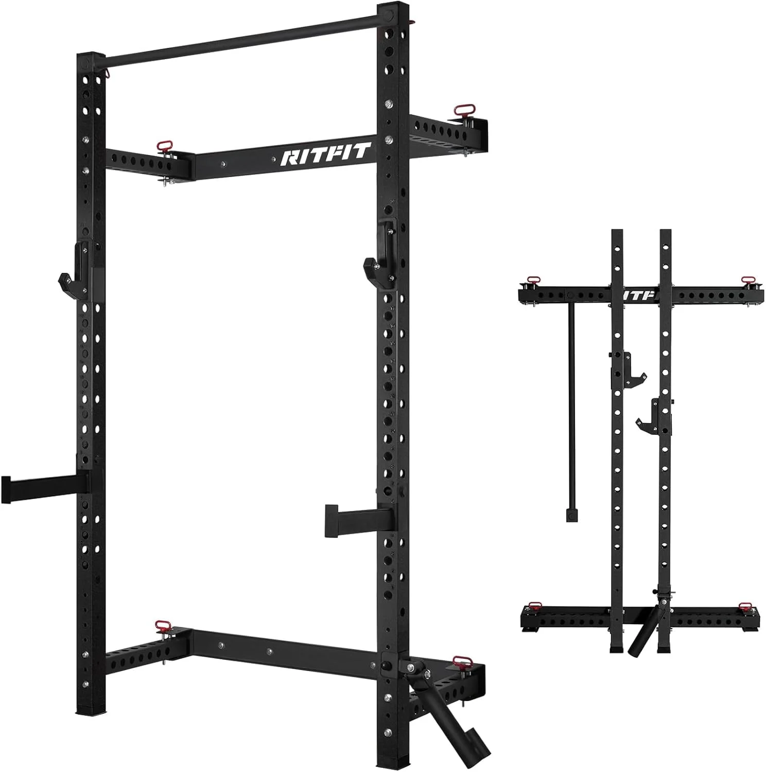 RitFit PWM02 wall-mounted folding squat rack for home gym